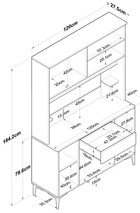 Mπουφές με ράφι Cordie λευκό μελαμίνης 120x40x184.2εκ 120x40x184.2 εκ.