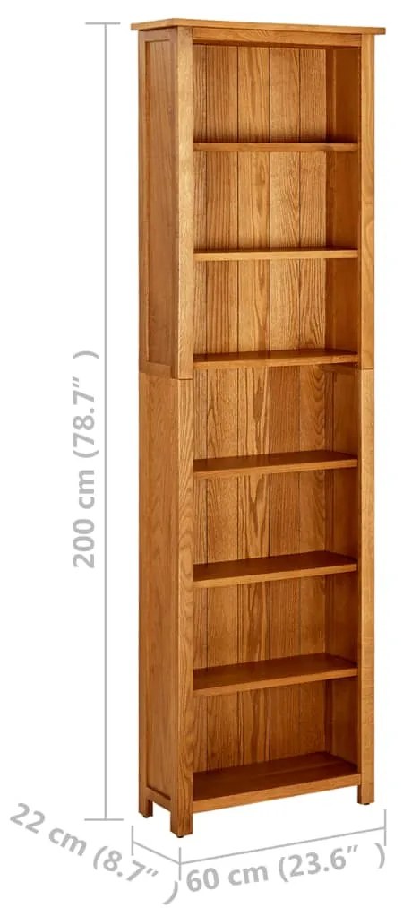 Βιβλιοθήκη με 7 Επίπεδα 60x22x200 εκ. από Μασίφ Ξύλο Δρυός 331743