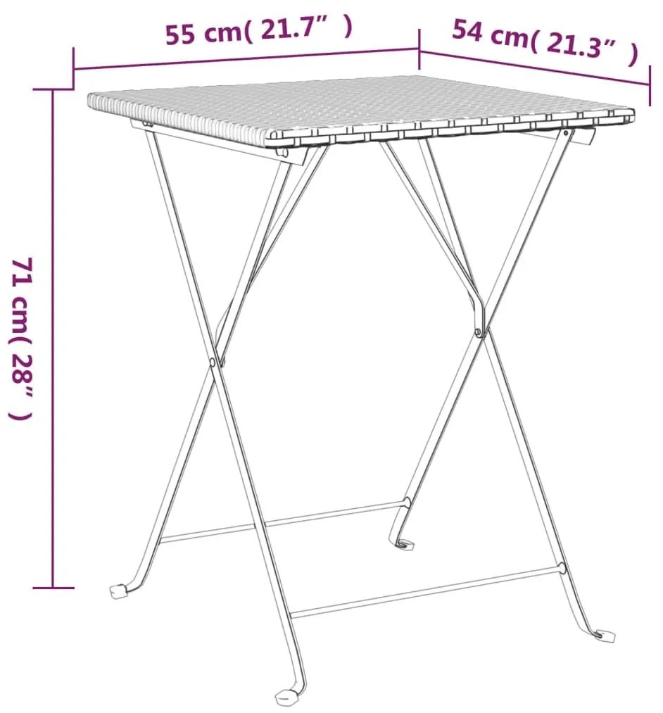 Τραπέζι Bistro Πτυσσόμενο Γκρι 55x54x71 εκ. από Συνθετικό Ρατάν - Γκρι