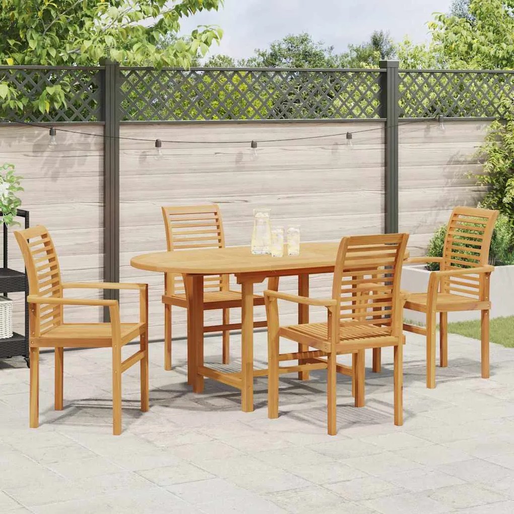 vidaXL Σέτ φαγητού για κήπο 5 pcs Καφέ Μασίφ ξύλο teak