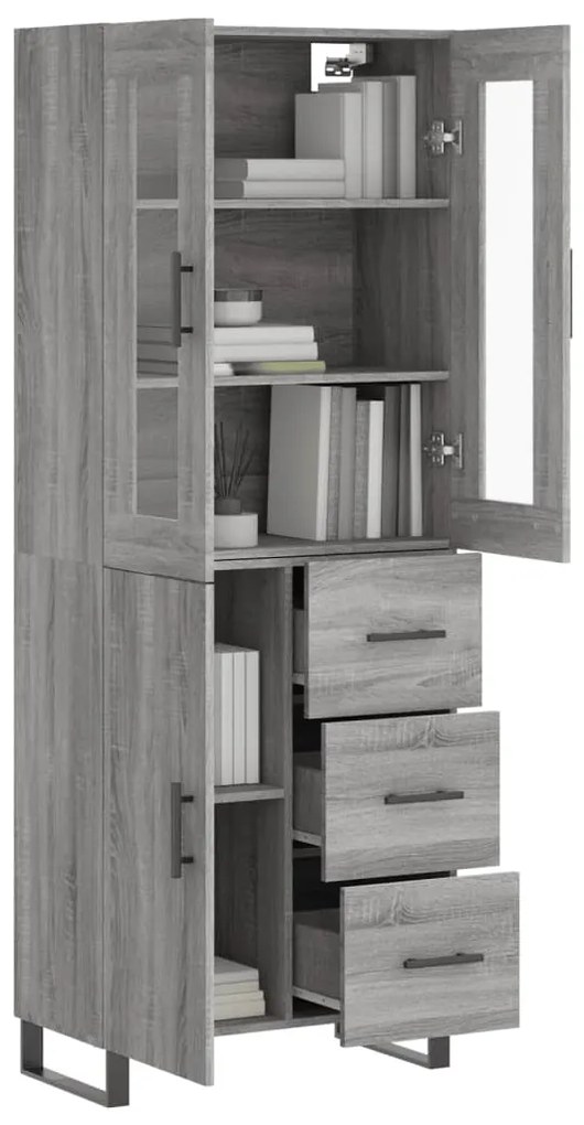 vidaXL Ντουλάπι Γκρι Sonoma 69,5 x 34 x 180 εκ. Επεξεργασμένο Ξύλο