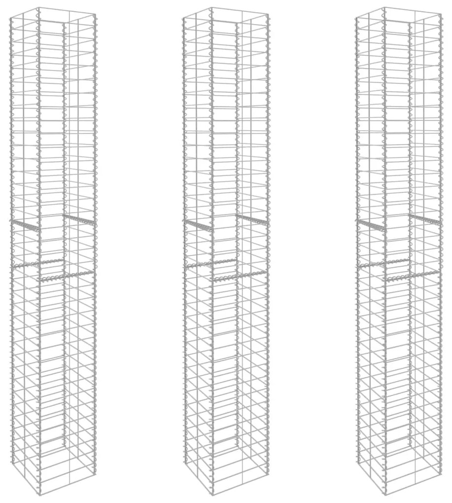 vidaXL Συρματοκιβώτια Σετ 3 τεμ. 25 x 25 x 197 εκ. Γαλβανισμένο Ατσάλι