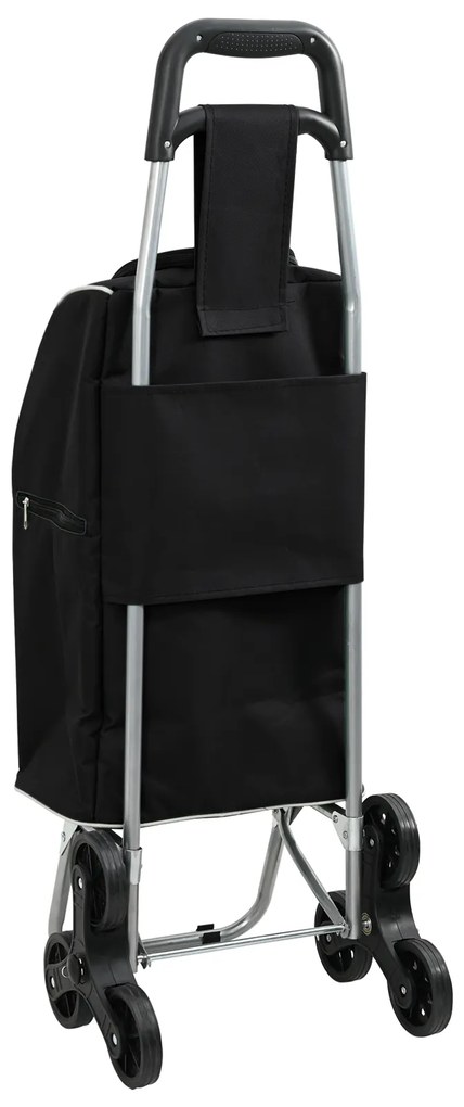 vidaXL Μαύρο Καρότσι Ψωνίων με Σκαλοπατήματα 38 L