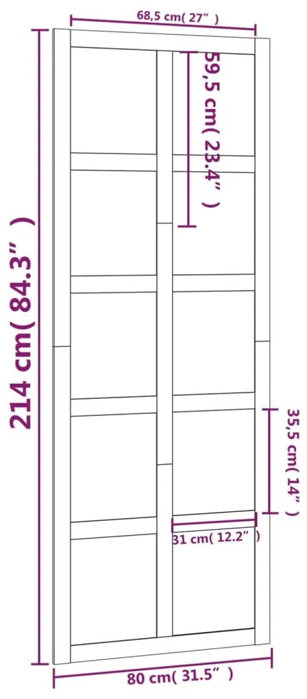 Πόρτα Αχυρώνα Λευκή 80x1,8x214 εκ. από Μασίφ Ξύλο Πεύκου - Λευκό