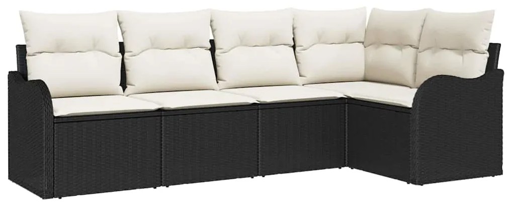 vidaXL Σετ Καναπέ Κήπου με μαξιλάρι 5 pcs Μαύρο Πολυ ράταν