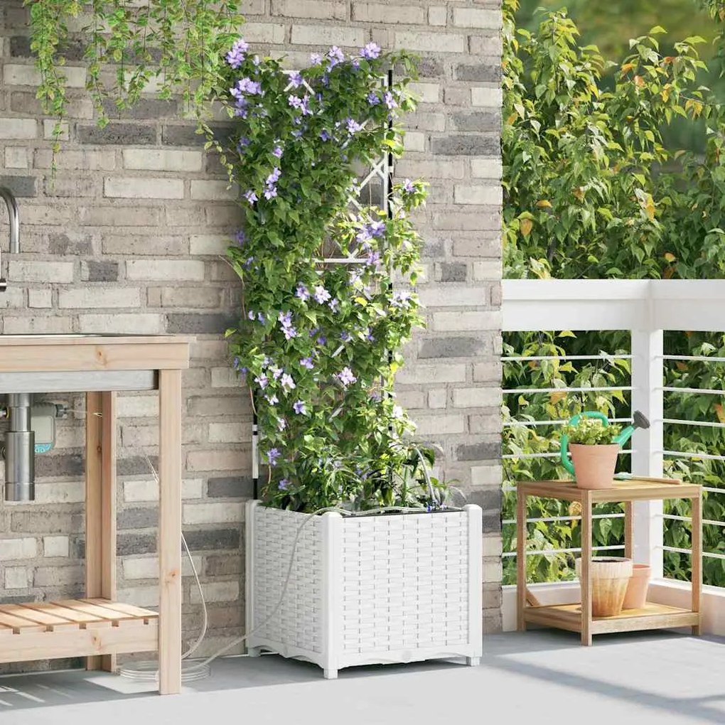 vidaXL Ζαρντινιέρες κήπου Λευκό 40 x 40 x 142 cm Ατσάλι