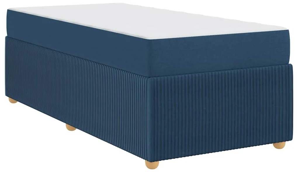 vidaXL Σκελετός Κρεβατιού με στρώμα Μπλε 90 x 190 cm ύφασμα