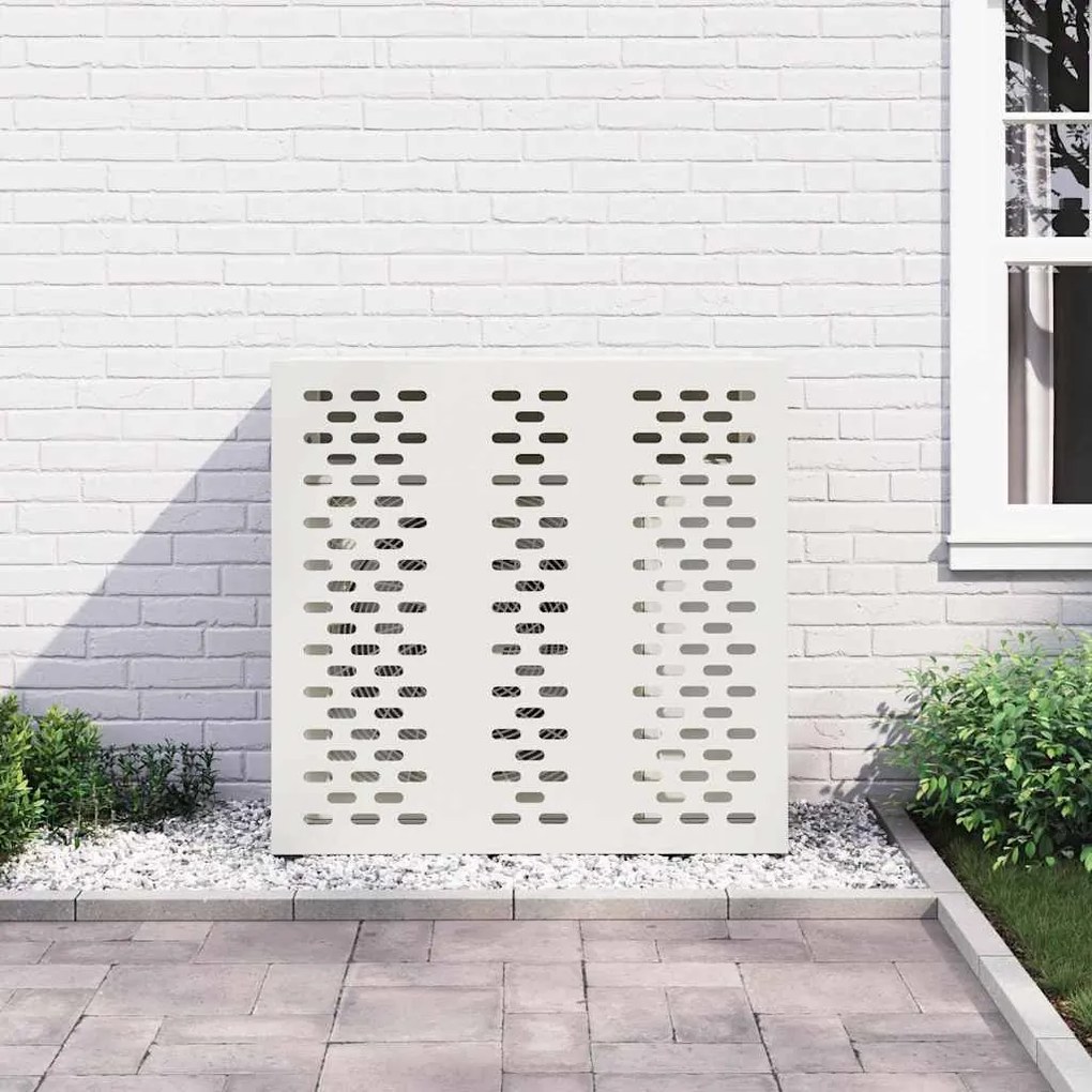 vidaXL Κάλυμμα κλιματιστικού Λευκό 110 x 50 x 105 εκ Ατσάλι