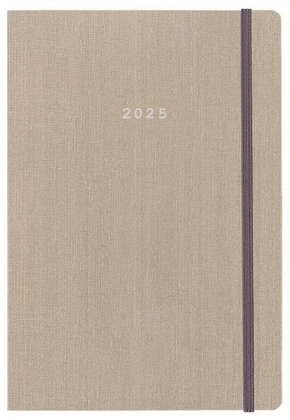 Next ημερολόγιο 2025 fabric ημερήσιο flexi μπεζ με λάστιχο 14x21εκ.  τμχ.