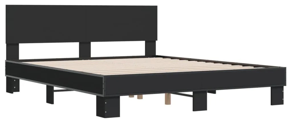 vidaXL Πλαίσιο Κρεβατιού Μαύρο 160 x 200 εκ. Επεξ. Ξύλο & Μέταλλο
