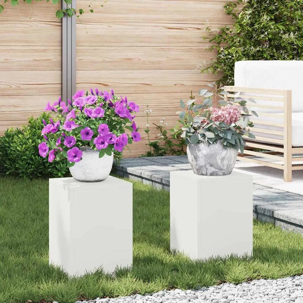 vidaXL κόμβος εξωτερικών φυτών , 2 τμχ, Λευκό, 24x24x35 εκ., Ατσάλι