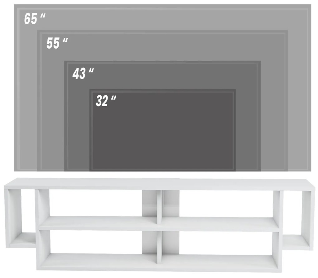 Έπιπλο Τηλεόρασης CALUBRIGA Λευκό Μοριοσανίδα/Μελαμίνη 150x30x42cm