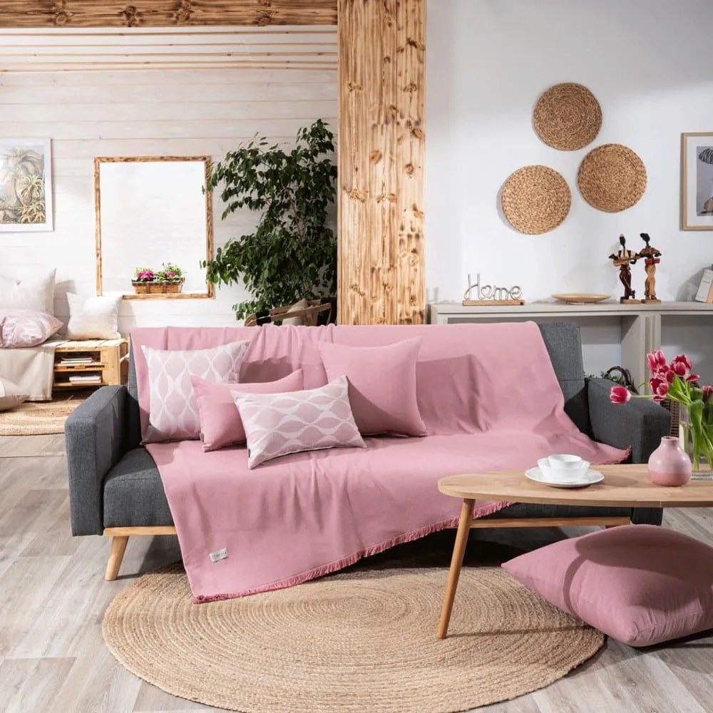 Ριχτάρι Ostia 06 Pink Teoran Διθέσιο 180x250cm Βαμβάκι-Πολυέστερ