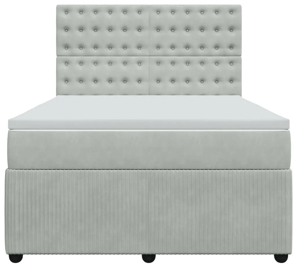 vidaXL Κρεβάτι Boxspring με Στρώμα Ανοιχτό Γκρι 160x200 εκ. Βελούδινο