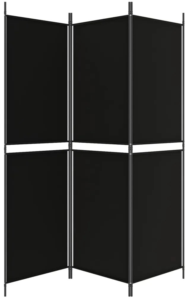 vidaXL Διαχωριστικό Δωματίου με 3 Πάνελ Μαύρο 150 x 180 εκ. Υφασμάτινο