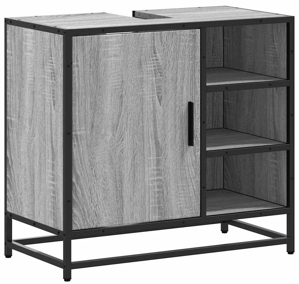 vidaXL Ντουλάπι νιπτήρα μπάνιου γκρι Sonoma 65x33x60 cm