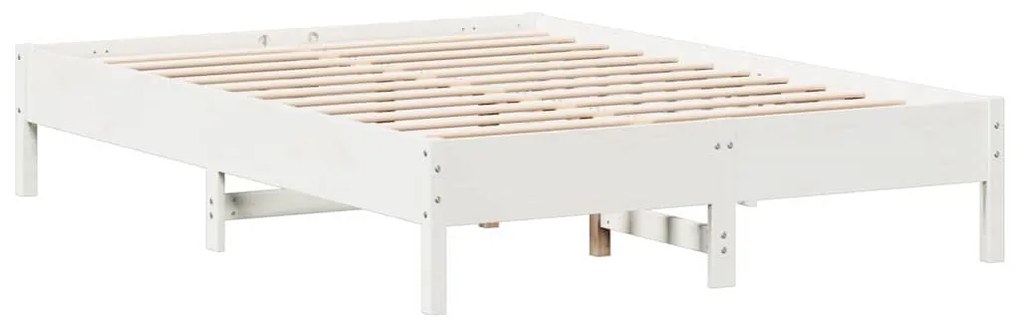 Κρεβάτι Βιβλιοθήκη Χωρίς Στρώμα Λευκό 135x190 εκ Μασίφ Πεύκο - Λευκό