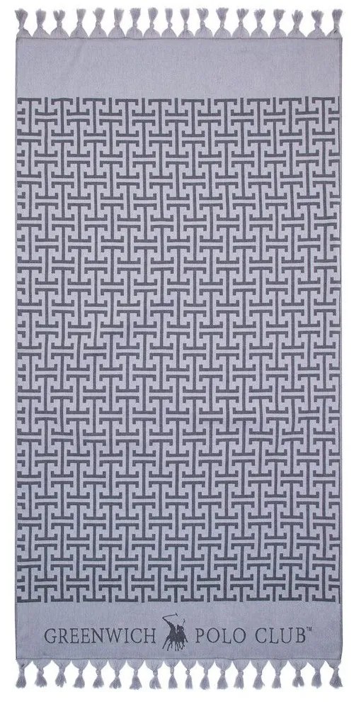 Πετσέτα Θαλάσσης - Παρεό 3839 Grey-Black Greenwich Polo Club Θαλάσσης 90x170cm 100% Cotton