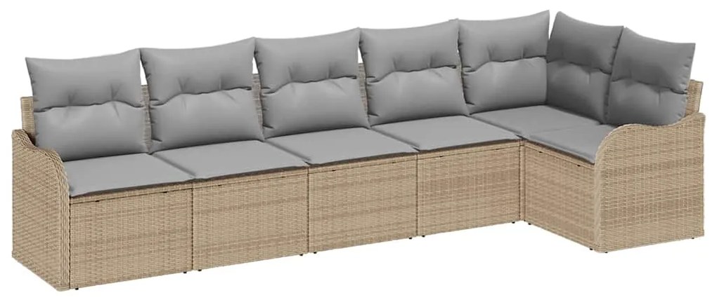 vidaXL Σετ Καναπέ Κήπου με μαξιλάρι 6 pcs Μπεζ Πολυ ράταν
