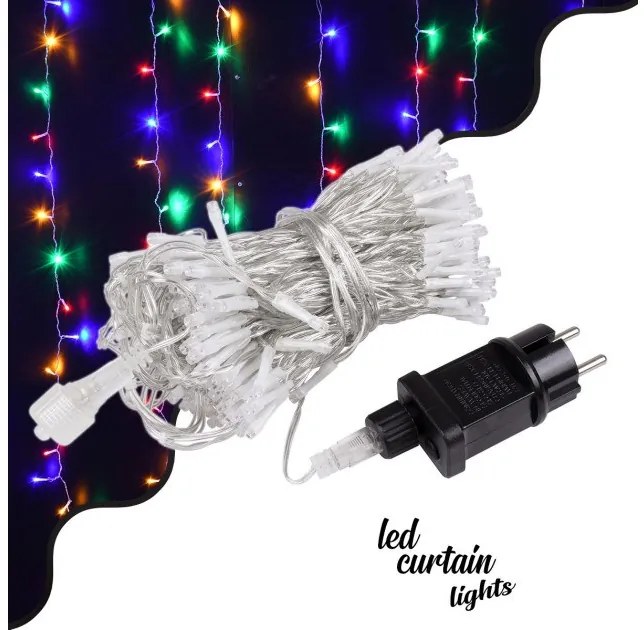 Διακοσμητική Κουρτίνα 3x3 300 LED 3.6W IP44 Διάφανο 85829 Globostar-85829-Διάφανο 85829