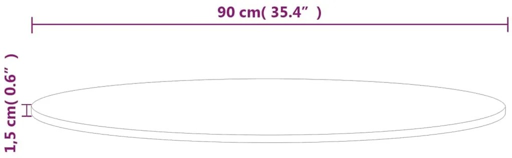 vidaXL Επιφάνεια Τραπεζιού Στρογγυλή Ø90x1,5 εκ. Μασίφ Ξύλο Δρυς