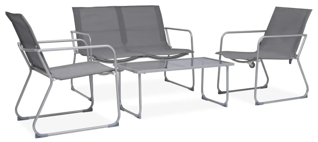 Σαλόνι Κήπου Σετ 4 Τεμαχίων Γκρι από Ύφασμα & Ατσάλι