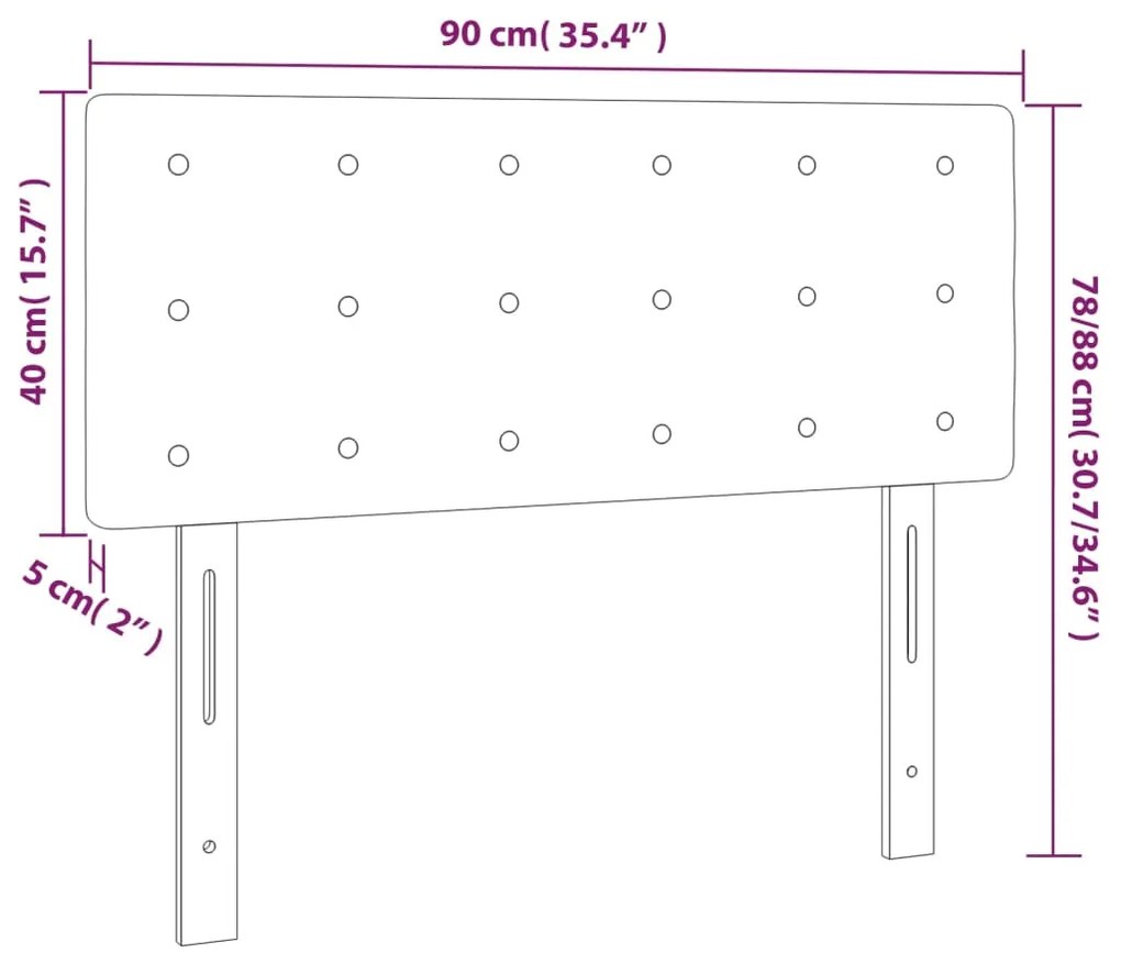 vidaXL Κεφαλάρι Κρεβατιού LED Μαύρο 90x5x78/88 εκ. Βελούδινο