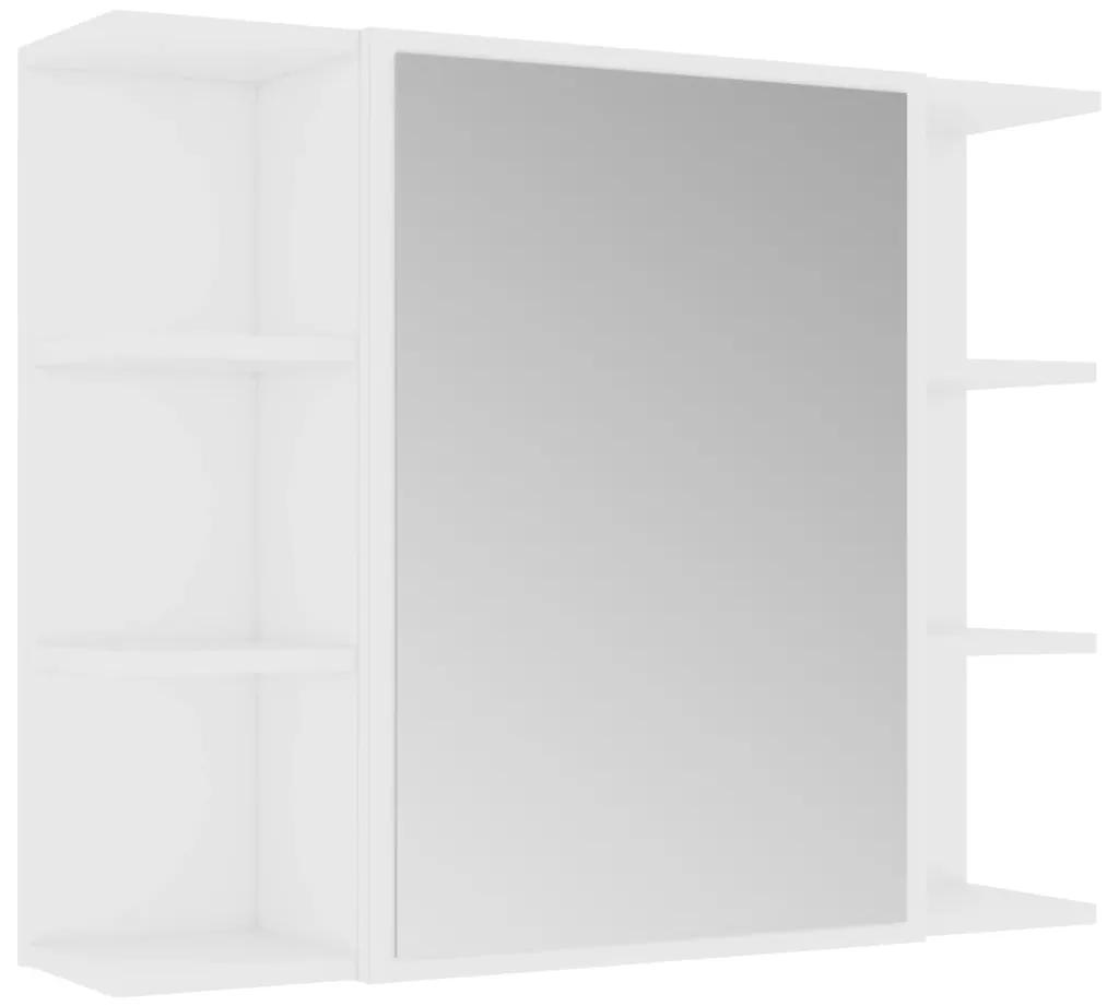vidaXL Καθρέφτης Μπάνιου με Ντουλάπι Λευκός 80x20,5x64 εκ. Μοριοσανίδα