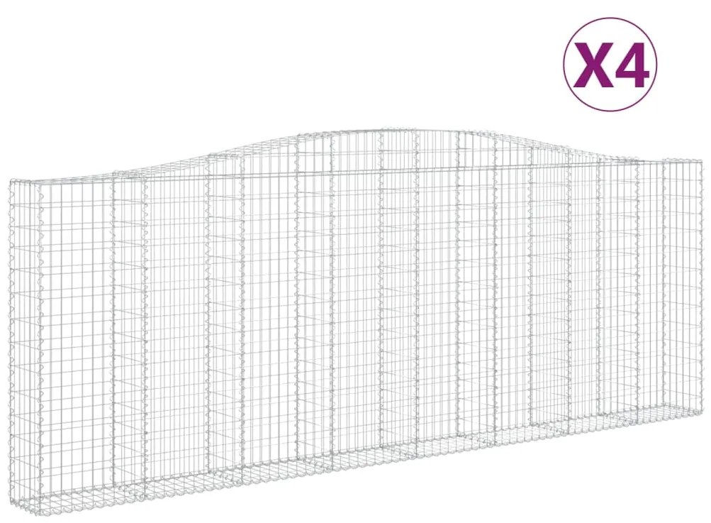 vidaXL Συρματοκιβώτια Τοξωτά 4 τεμ. 400x30x140/160 εκ. Γαλβαν. Ατσάλι