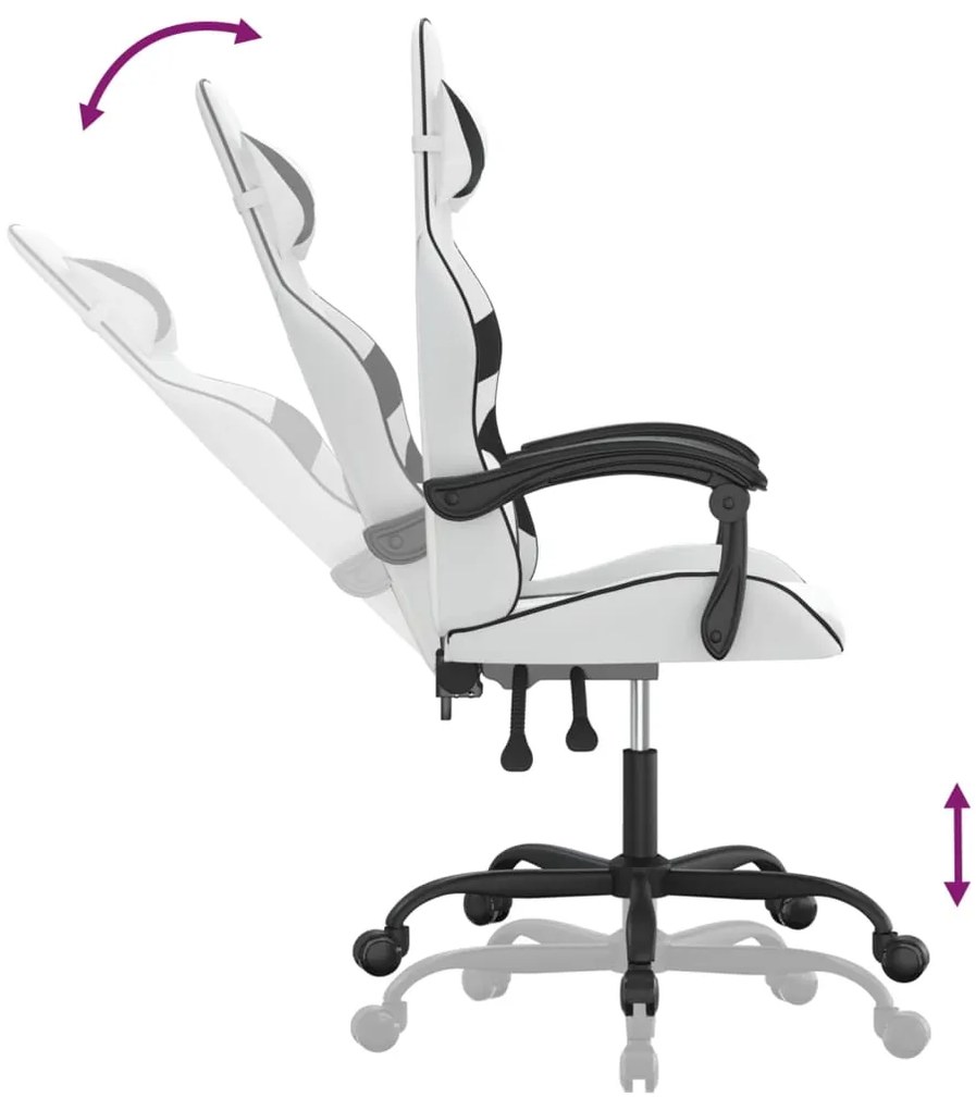 vidaXL Καρέκλα Gaming Λευκό/Μαύρο από Συνθετικό Δέρμα