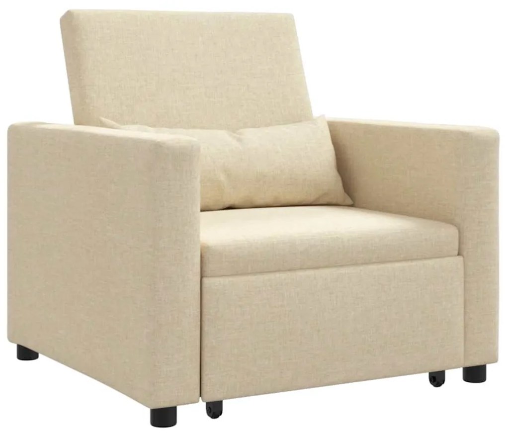 vidaXL Μονός καναπές-κρεβάτι Κρεμ 90 x 165 x 87 εκ. ύφασμα