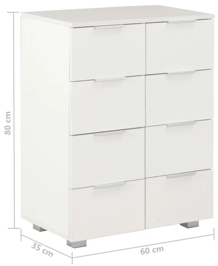 Μπουφές Ψηλός Γυαλιστερός Λευκός 60x35x80 εκ. Επεξ. Ξύλο - Λευκό