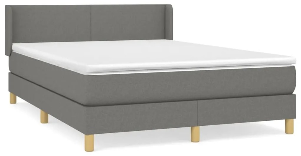 Κρεβάτι Boxspring με Στρώμα Σκούρο Γκρι 140x200 εκ Υφασμάτινο - Γκρι