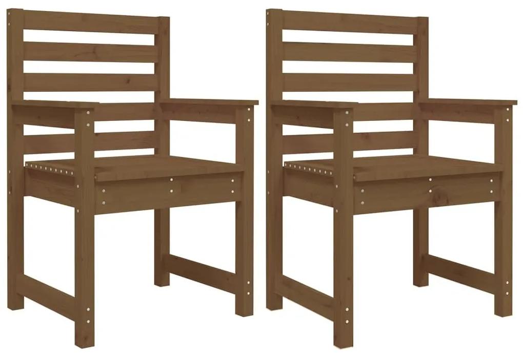 Καρέκλες Κήπου 2 τεμ. Μελί 60 x 48 x 91 εκ. Μασίφ Ξύλο Πεύκου - Καφέ
