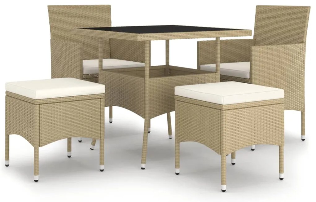 vidaXL Σετ Τραπεζαρίας Κήπου 5 Τεμαχίων Μπεζ από Συνθετικό Ρατάν