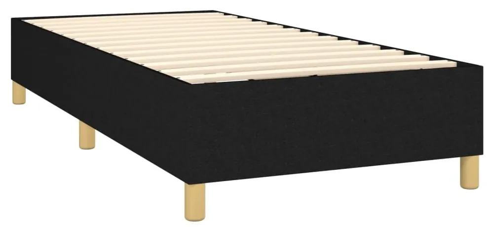 Κρεβάτι Boxspring με Στρώμα &amp; LED Μαύρο 90x200 εκ. Υφασμάτινο - Μαύρο
