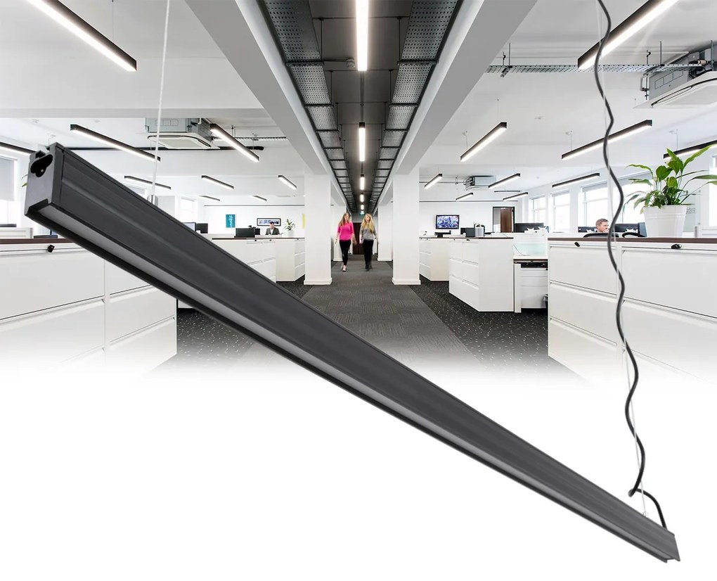 GloboStar OFFICE 61025-P Γραμμικό Κρεμαστό Φωτιστικό Linear LED 18W 2170lm 120° AC 220-240V Μ120 x Π2 x Υ4cm Θερμό Λευκό 2700K - Μαύρο - 3 Years Warranty - 61025-1