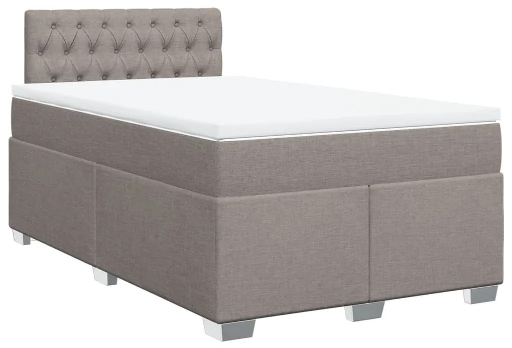 vidaXL Κρεβάτι Boxspring με Στρώμα Taupe 120x200 εκ. Υφασμάτινο