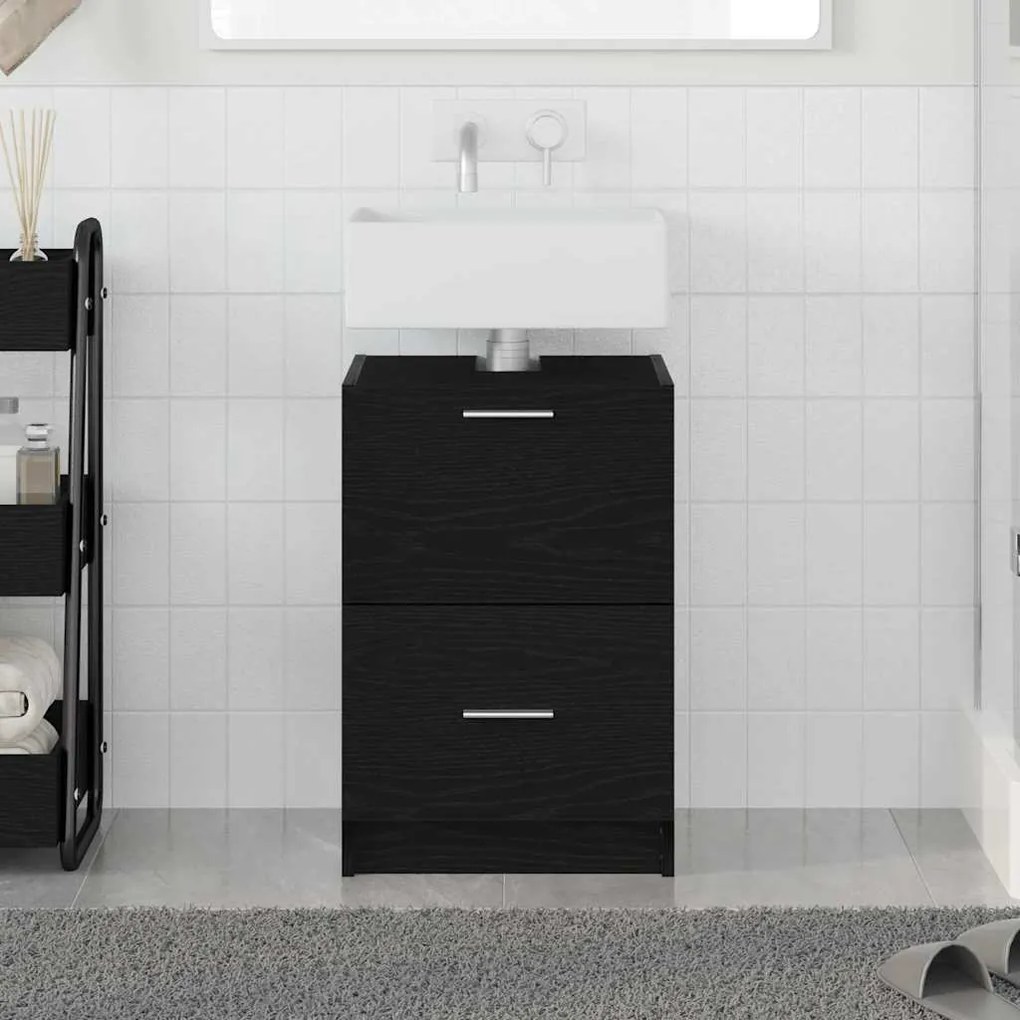 vidaXL Ντουλάπι Νεροχύτη Μαύρη Οξυά 40 x 37 x 59 cm Επεξεργασμένο ξύλο