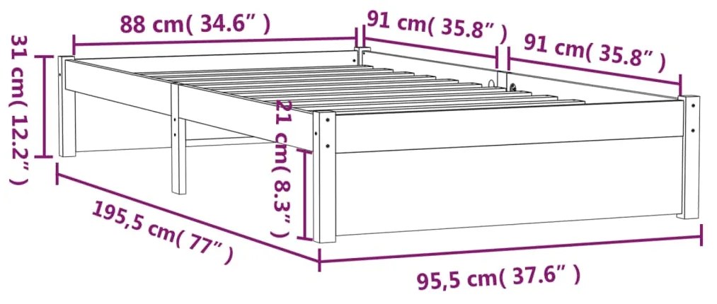 ΠΛΑΙΣΙΟ ΚΡΕΒΑΤΙΟΥ 90 X 190 ΕΚ. ΑΠΟ ΜΑΣΙΦ ΞΥΛΟ 3FT SINGLE 814914