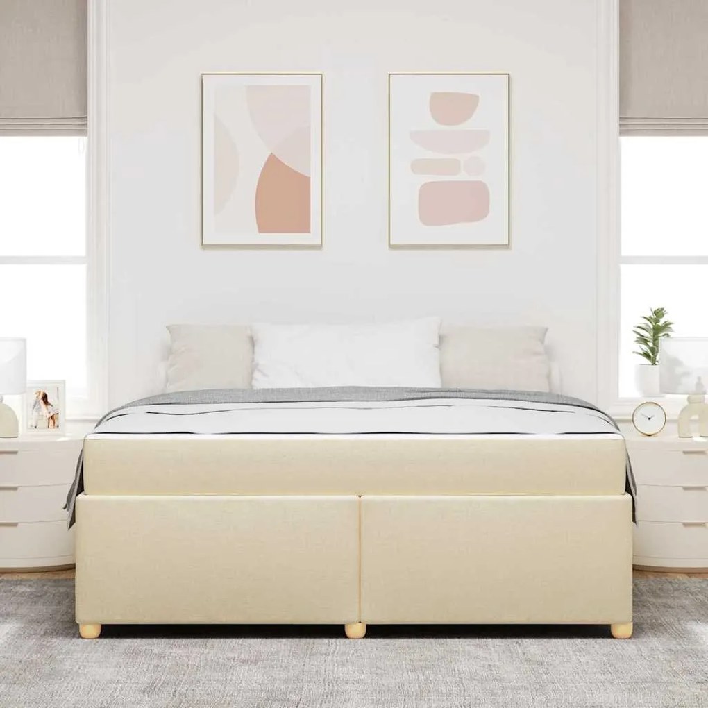 vidaXL Σκελετός Κρεβατιού με στρώμα Κρεμ 180 x 200 cm ύφασμα