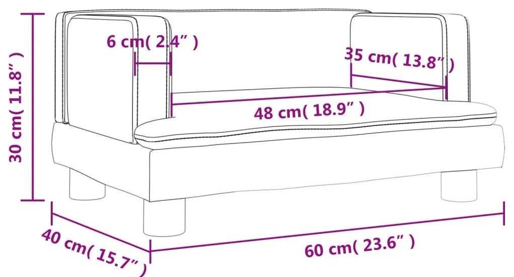vidaXL Καναπές Παιδικός Μαύρος 60 x 40 x 30 εκ. από Βελούδο