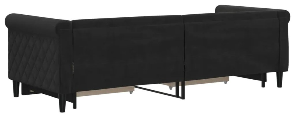 vidaXL Καναπές Κρεβάτι Συρόμενος Μαύρος 80x200 εκ. Βελούδινος Συρτάρια
