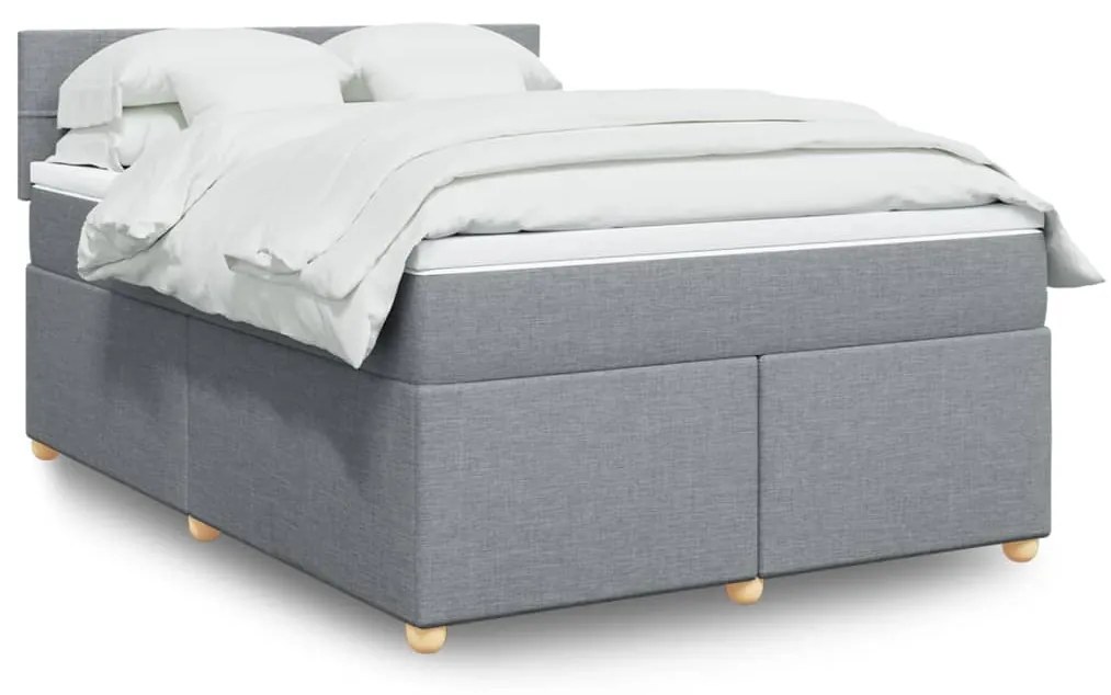 vidaXL Κρεβάτι Boxspring με Στρώμα Ανοιχτό Γκρι 140x190 εκ. Υφασμάτινο