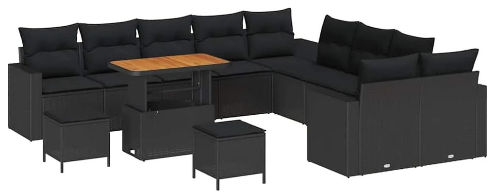 vidaXL Σετ Καναπέ Κήπου 13 pcs Μαύρο συνθετικό ρατάν