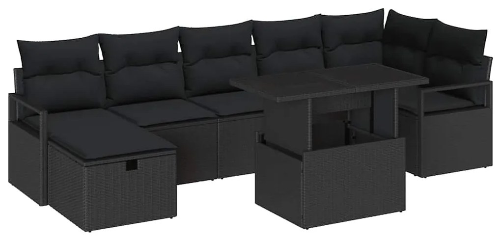 vidaXL Σετ Καναπέ Κήπου με μαξιλάρι 8 pcs Μαύρο Πολυ ράταν