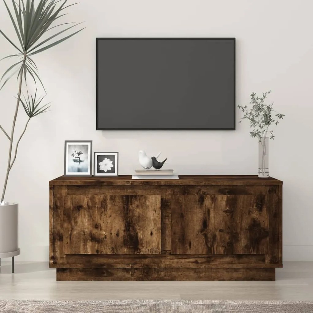 vidaXL Τραπεζάκι Σαλονιού Καπνιστή Δρυς 102x50x44 εκ. Επεξεργασμ. Ξύλο