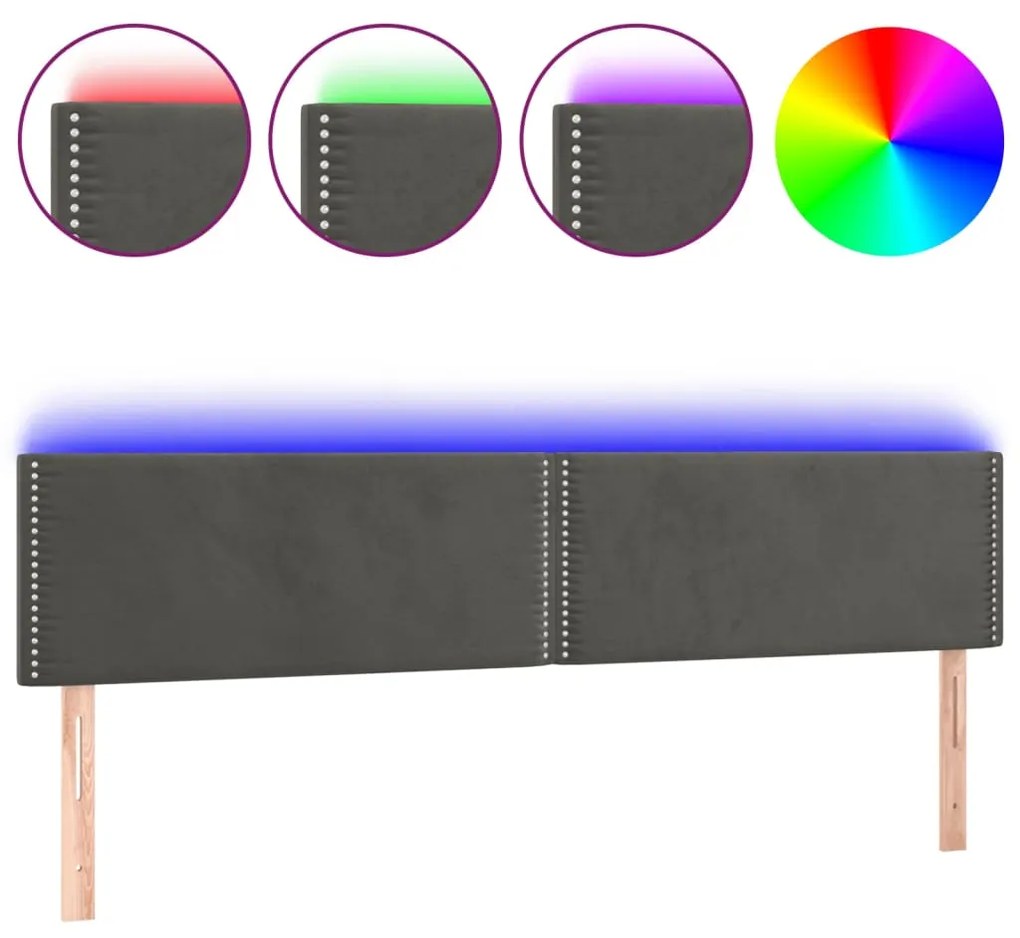 Κεφαλάρι Κρεβατιού LED Σκούρο Γκρι 180x5x78/88 εκ. Βελούδινο 3121533
