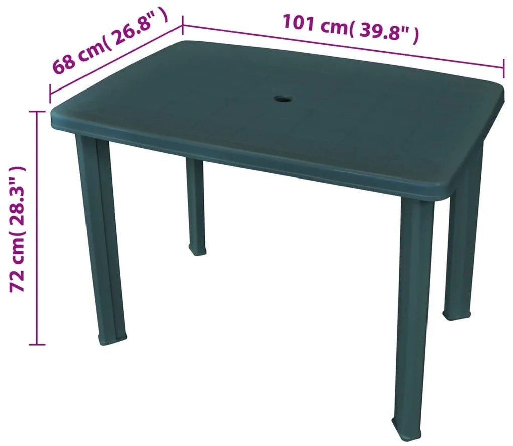 vidaXL Τραπέζι Κήπου Πράσινο 101 x 68 x 72 εκ. Πλαστικό