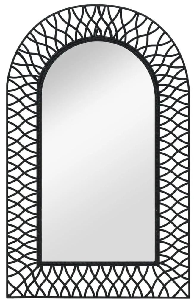 Καθρέφτης Τοίχου Καμπυλωτός Μαύρος 50 x 80 εκ. - Μαύρο